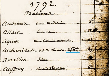 Acte naissance Achille Archambault